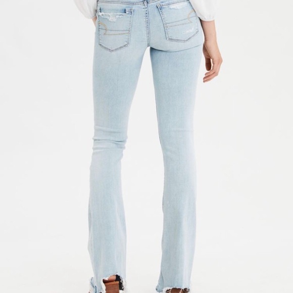 American Eagle AE Artist Flare Jean Size 14 Distressed Crushed Ice - Picture 3 of 12